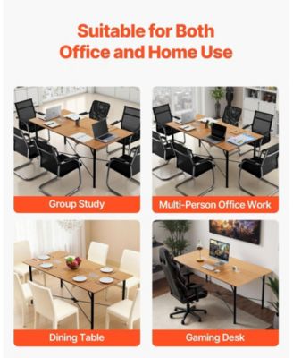 6 feet Rectangle Conference Table for 6-8 Person, Modern Office Meeting Desk with Metal Legs.