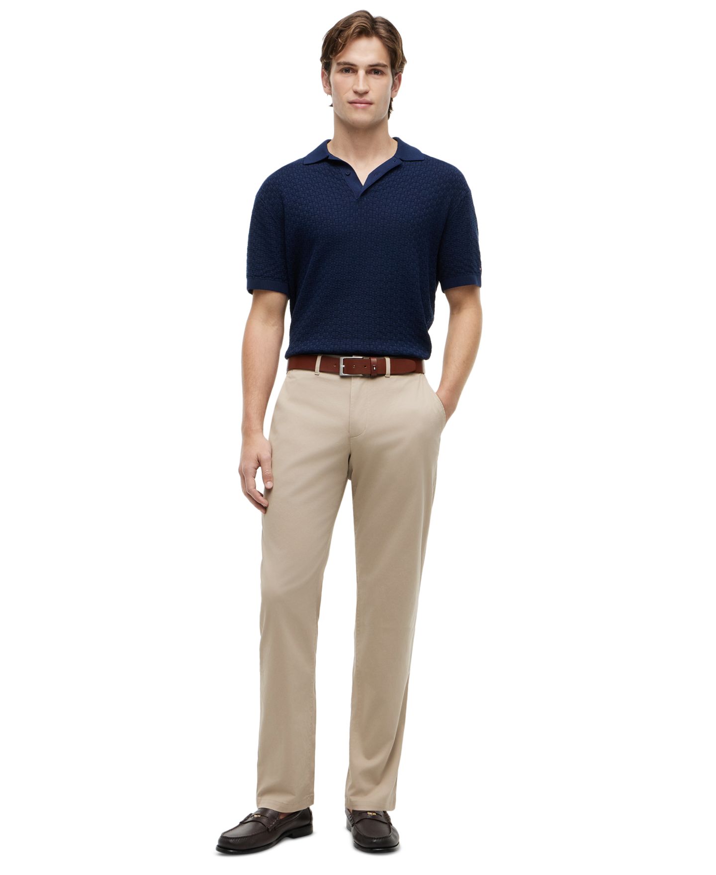 Мужские брюки Tommy Hilfiger Slim-Straight Fit Stretch Chino, цвет: Хаки — фото 2