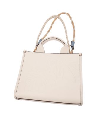 Darcy Leaf Motif Medium Tote – Embossed PU Convertible Top Handle and Crossbody Bag