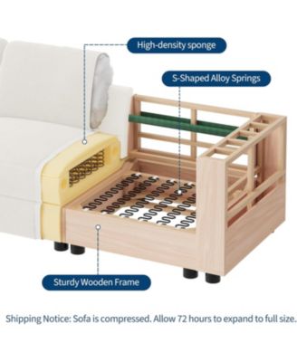 Modular Sectional Sofa L-Shaped Couch with Movable Ottoman- Convertible Chenille Sofa