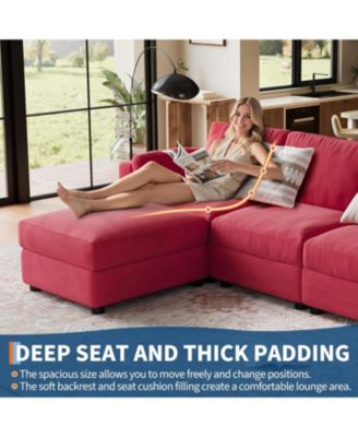 Modular Sectional Sofa L-Shaped Couch with Movable Ottoman- Convertible Chenille Sofa