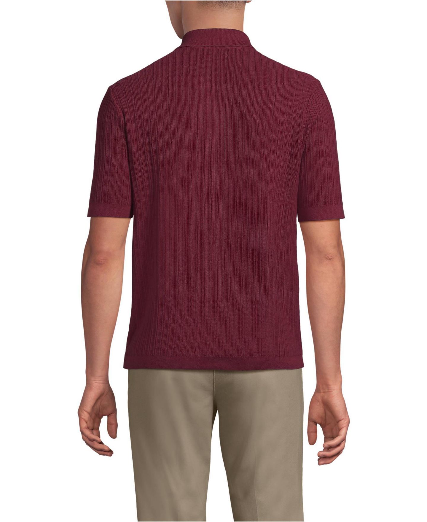 Мужское поло Lands' End Short Sleeve Lightweight Button Through Polo Shirts, цвет: Бордовый — фото 2
