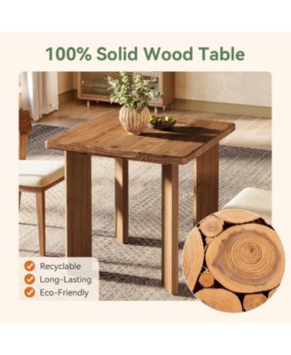 Solid Wood Square Dining Table, 31.5-Inch Farmhouse Small Kitchen Table