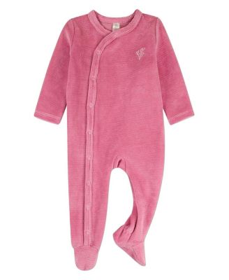 Baby Girls Baby Girl "Heart Cluster" Mini-Ribbed Cotton-Rich Velour Footie