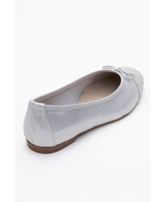 Forever and Always Shoes Copos Leather Bow Cap Toe Ballet Flat