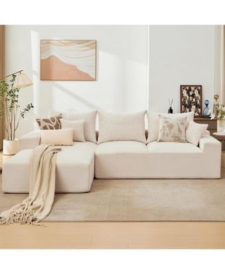 Cloud Sectional Couch with Throw Pillows- Large L-Shaped Corduroy Sofa- Left Chaise