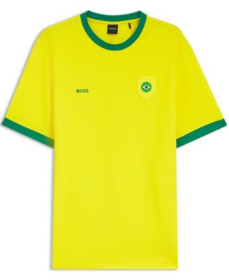 BOSS by Men's Stretch-Cotton Brazil Country Flag Logo T-Shirt