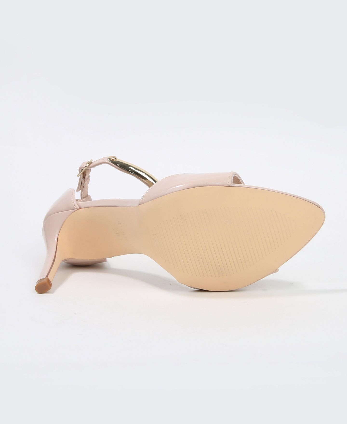 Женские сандалии BERNESS Hunter Stiletto Sandals with Gold-Tone Metal Accent, цвет: Бежевый — фото 5