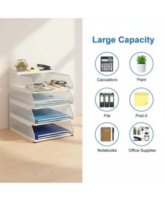 4-tier Stackable Metal Mesh Desk Organizer Trays File Document Storage Rack