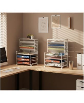 7 Tier Desk File Organizer 2 Pack Letter Tray Paper Mesh Office Home School