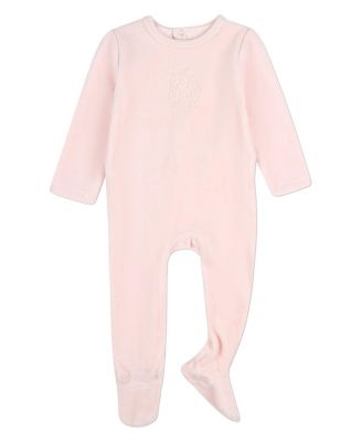 Baby Girls "Bunny Meets Chick" Plush Embossed Cotton-Rich Velour Footie