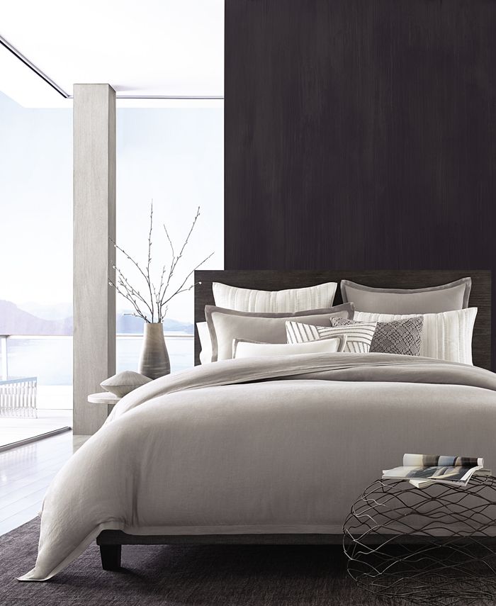 Hotel Collection Linen Fog Full/Queen Duvet Cover, Created for Macy's