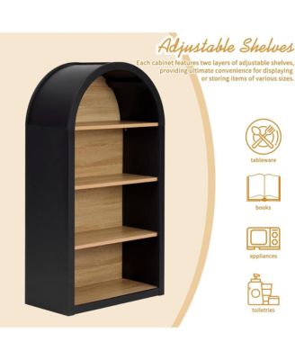 43" Arched Bookshelf - 4 Tiers Bookcase with Storage Shelves for Living Room, Home Office