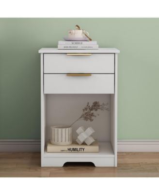 Durable Versatile Nightstand with 2 Drawers Modern Bedroom Furniture Bedside End Table