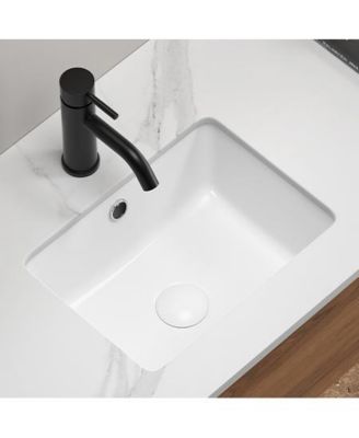 16 Inch Rectangle Undermount Bathroom Sink Under Counter Vanity Sink Opening Size White Porcelain Basin Sink Para Banos