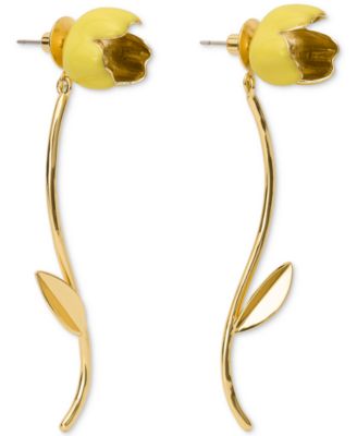 Cubic Zirconia & Imitation Pearl Golden Bloom Floral Statement Earrings