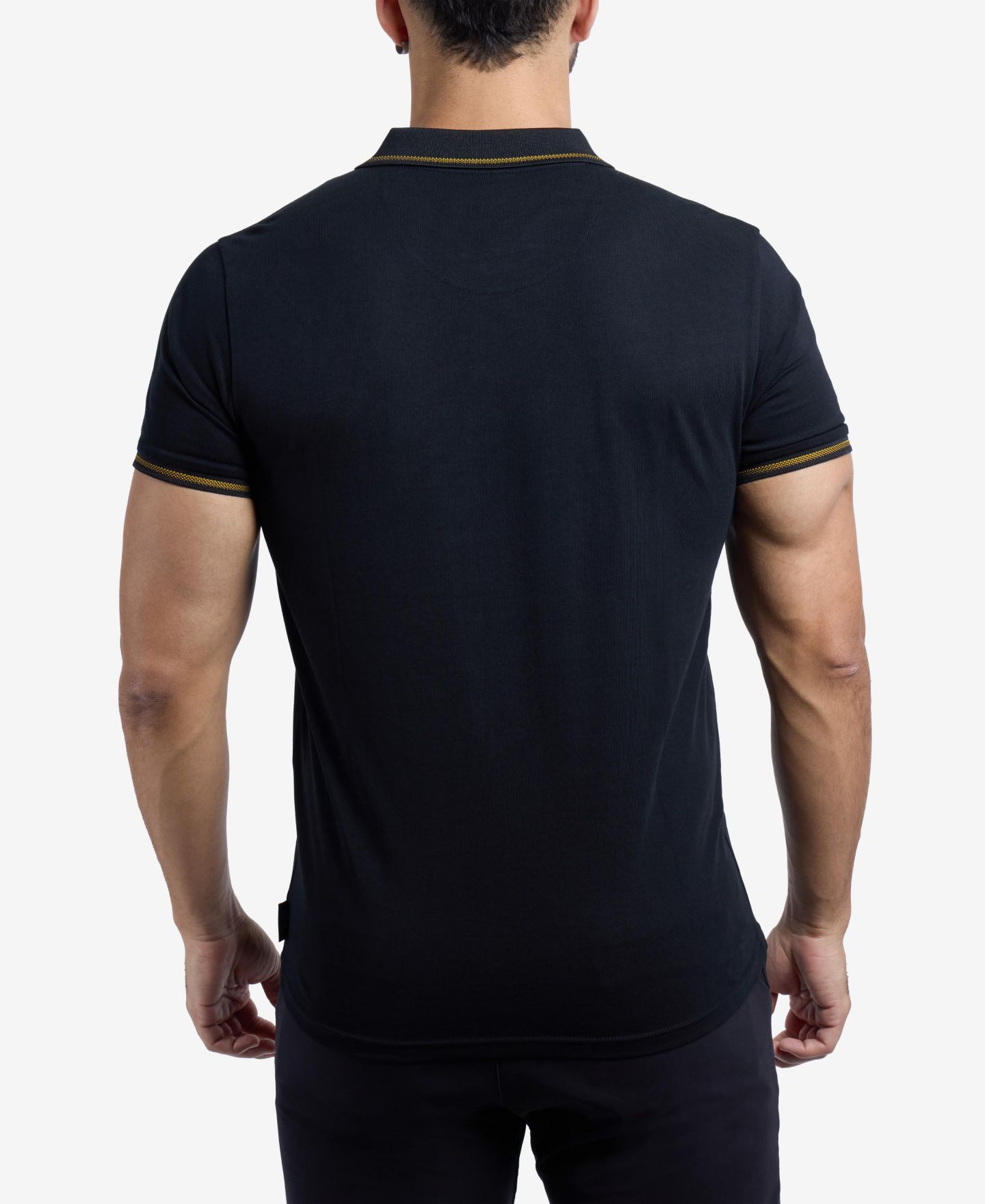 Мужское поло X-Ray Cultura Short Sleeves Cotton Polo With Jaquard Rib And Chest Rib Pocket, цвет: Чёрный / Медовый горчичный — фото 2