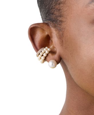 Cubic Zirconia & Imitation Pearl Ear Cuff Earrings
