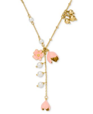 Golden Bloom Glass & Cubic Zirconia Y-Necklace