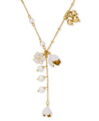 Golden Bloom Glass & Cubic Zirconia Y-Necklace