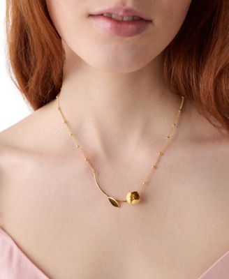 Golden Bloom Cubic Zirconia Bar Pendant Necklace