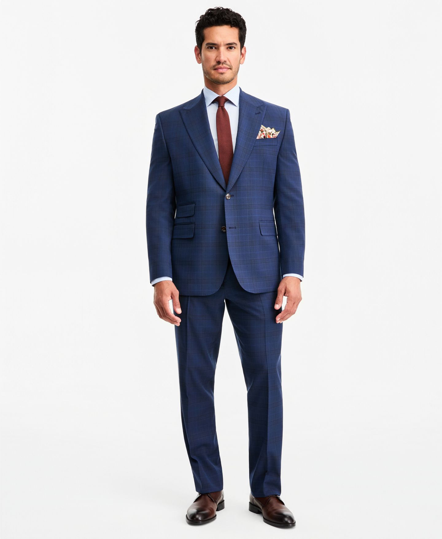 Мужская куртка Tayion Collection Classic-Fit Blue & Red Plaid Suit Separate, цвет: Синий красный — фото 2