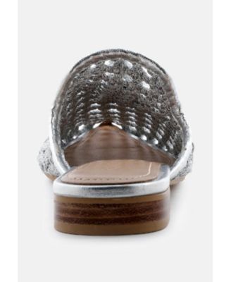 Rag and Co Womens Melanie Woven Flat Mules With Tassels