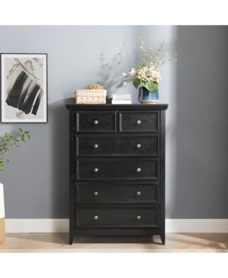Black 6 Drawer Modern Storage Dresser Stable Feet Household Clothes Organizer Cabinet