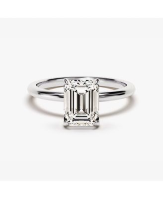 Dloria Valentina Moissanite 3 ct. t.w. Emerald Cut Solitaire Ring in Gold Vermeil - Silver