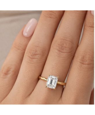 Valentina Moissanite 3 ct. t.w. Emerald Cut Solitaire Ring in Gold Vermeil