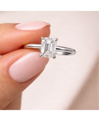 Valentina Moissanite 3 ct. t.w. Emerald Cut Solitaire Ring in Gold Vermeil