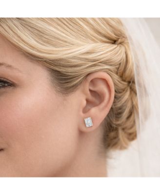 Valentina Moissanite 1 ct. Emerald Cut Stud Earrings in Gold Vermeil