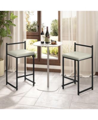 26'' Stackable Counter Height Bar Stools Set of 2 w/Back Metal Frame and Footrest
