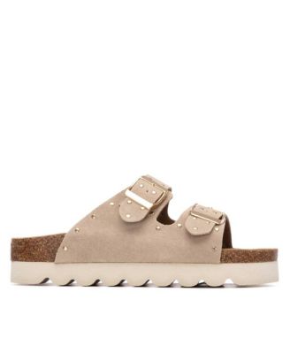 Women's Refresh Collection Eyelets Double Strap Buckle Flat Sandals