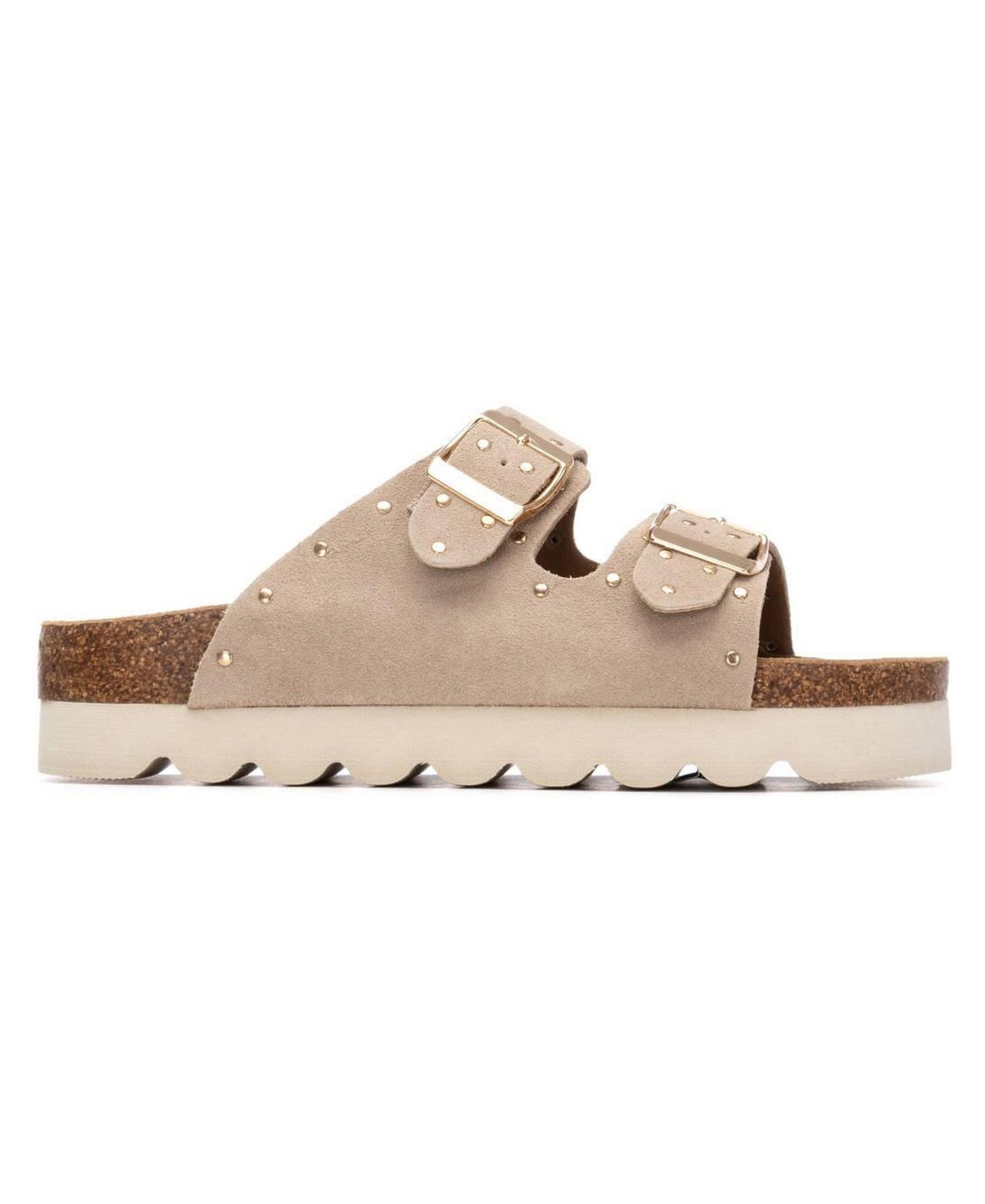Женские сандалии XTI Refresh Collection Eyelets Double Strap Buckle Flat, цвет: Бежевый — фото 2