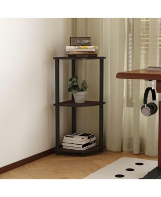 3 Tier Decorative Corner Bookshelf Display Rack, Dark Cherry