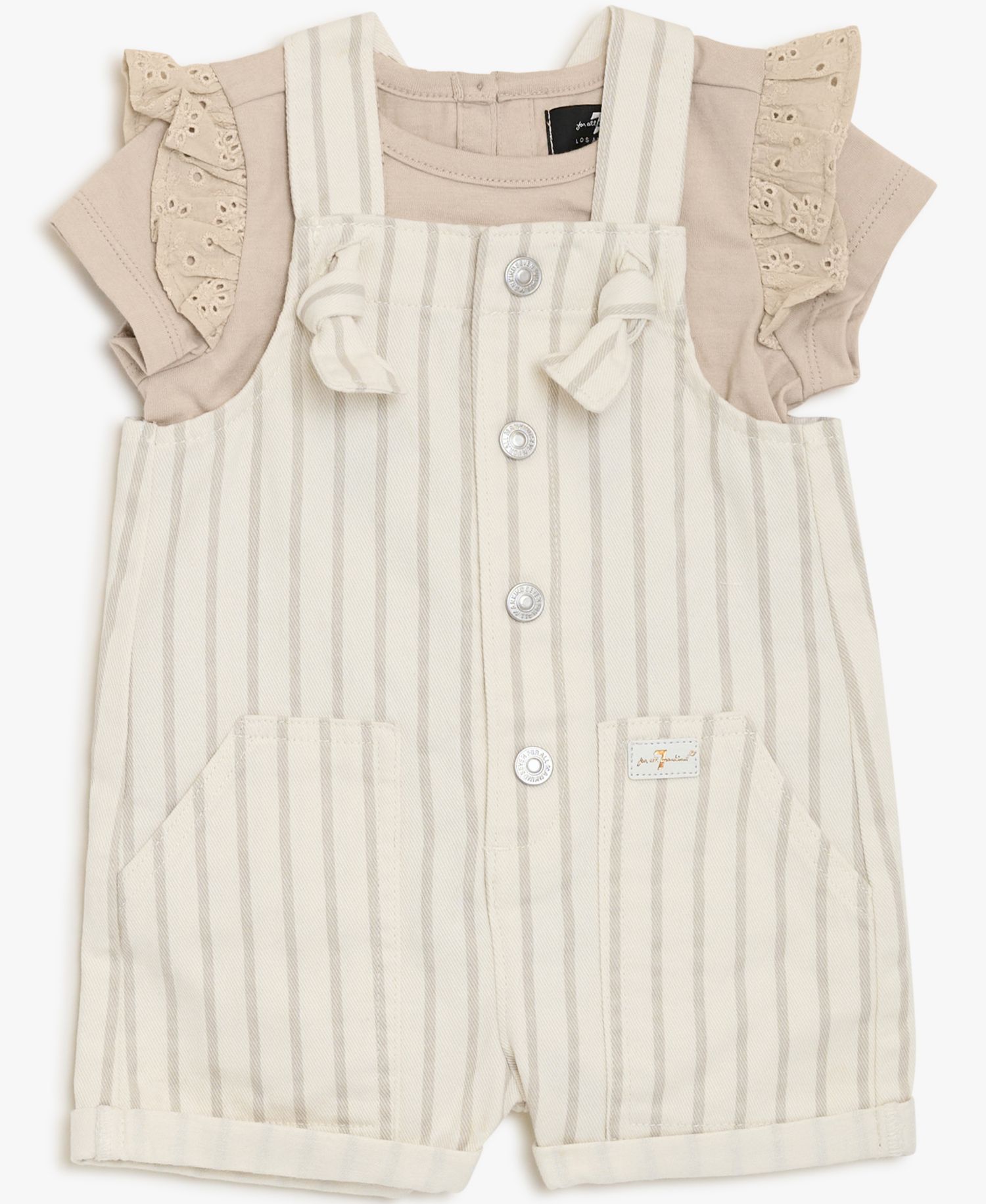 Baby Girls' Short-Sleeve T-Shirt and Overall, 2-Piece Set