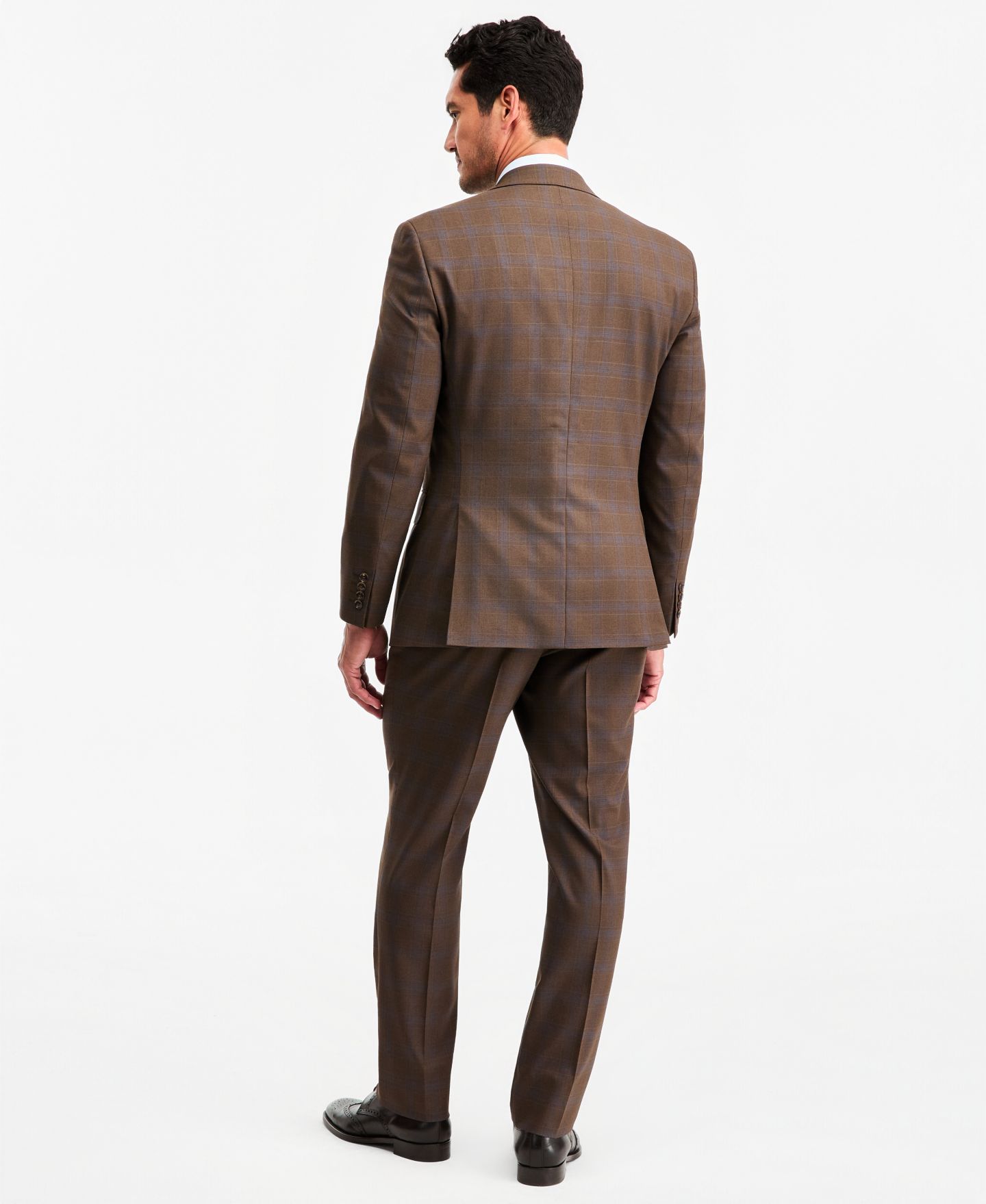 Мужские комплекты Tayion Collection Classic-Fit Brown Plaid Suit Separates, цвет: Коричневый — фото 3