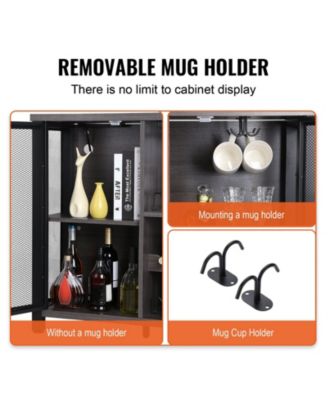 47 Inch Industrial Bar Cabinet with Wine Rack and Power Outlets