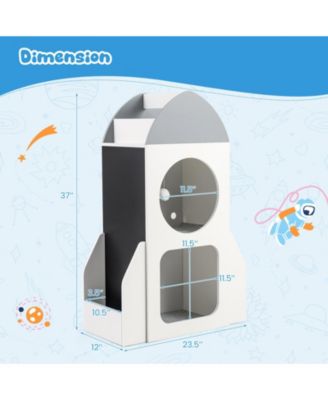 3-Tier Kids Bookshelf Rocket Space Theme Toddler Toy Storage Organizer