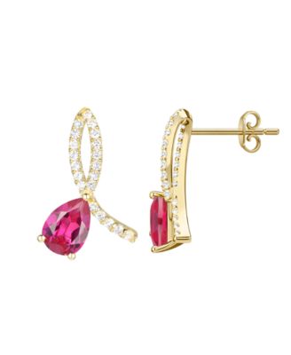 Lab Grown Ruby (1-3/4 ct. t.w.) & Lab Grown White Sapphire (1/3 ct. t.w.) Earrings in 14k Gold Over Sterling Silver (Also Available in Sapphire & Emerald)