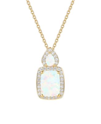 Amethyst (1-3/8 ct. t.w.) & Lab Grown White Sapphire (1/5 ct. t.w.) Pendant Necklace in 14k Gold Over Sterling Silver (Also Available in Multi-Stones)