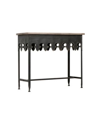 Rustic Farmhouse 36" Metal Console Table with Solid Wood Top