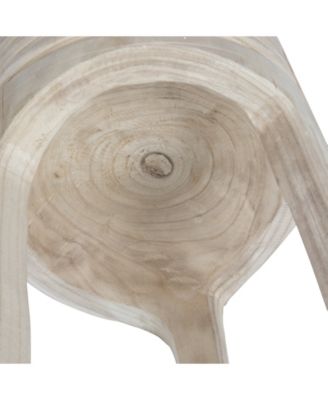 14" Paulownia Wood Carved Stool