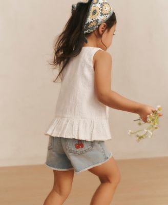 Toddler Girls' Bow Cherry Denim Shorts