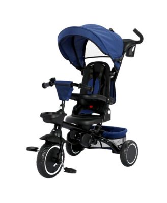 8-in-1 Folding Kids Tricycle Stroller with Adjustable Push Handle, Convertible Toddler Trike, Pink