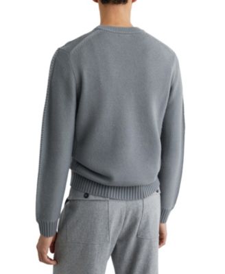 Men's Wool-Blend Rib-Detail Crew-Neck Jumper Sweater