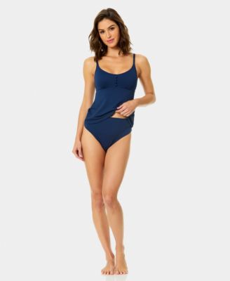 Women's Covered-Button Over-The-Shoulder Tankini Top