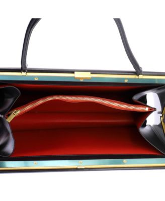 Medium Clasp Top Handle Bag Leather