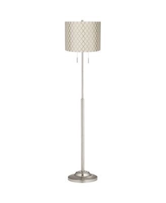 Abba Modern Floor Lamp Standing 66" Tall Embroidered Hourglass Drum Shade for Living Room Bedroom Office House